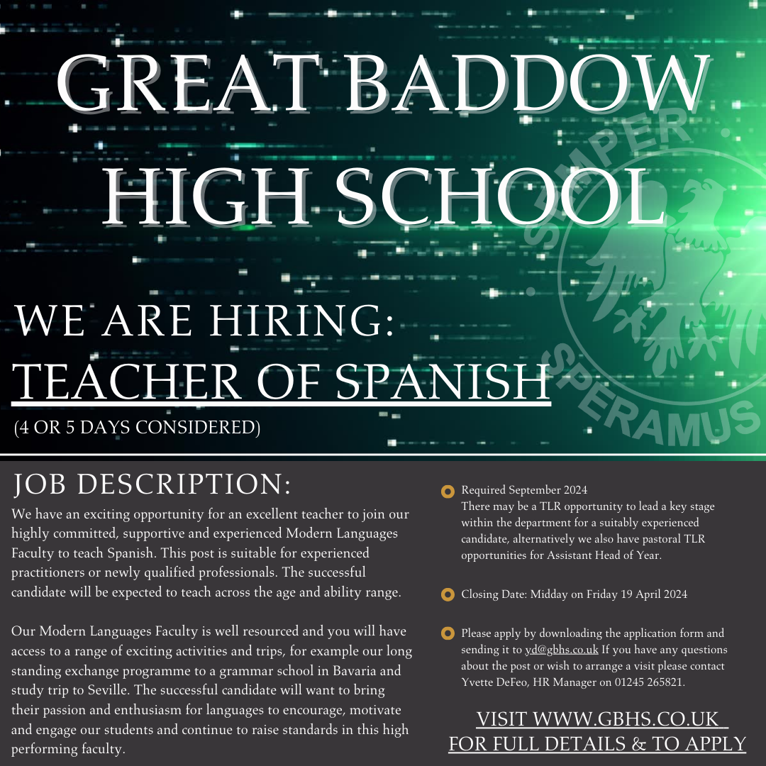  Job Vacancy Teacher of Spanish